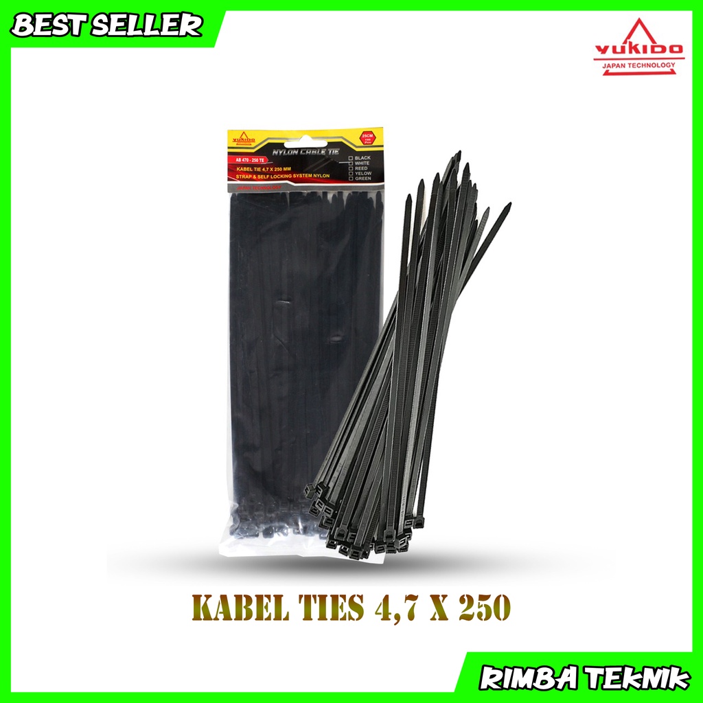 Kabel Ties Hitam 4.7x250mm / 25cm 1 Pack Isi 100pcs Cable tie/kabel tis Nylon