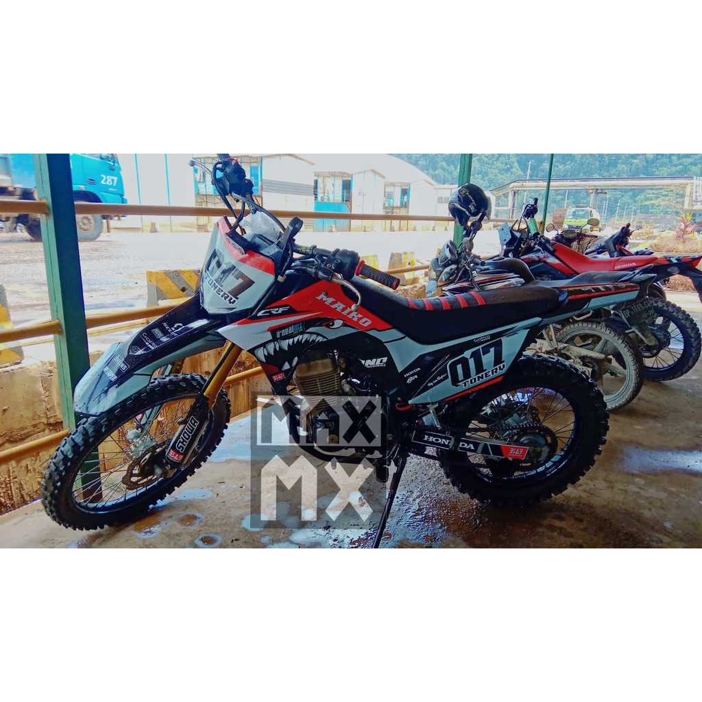 Decal Stiker CRF 150L motif Shark Abu Merah