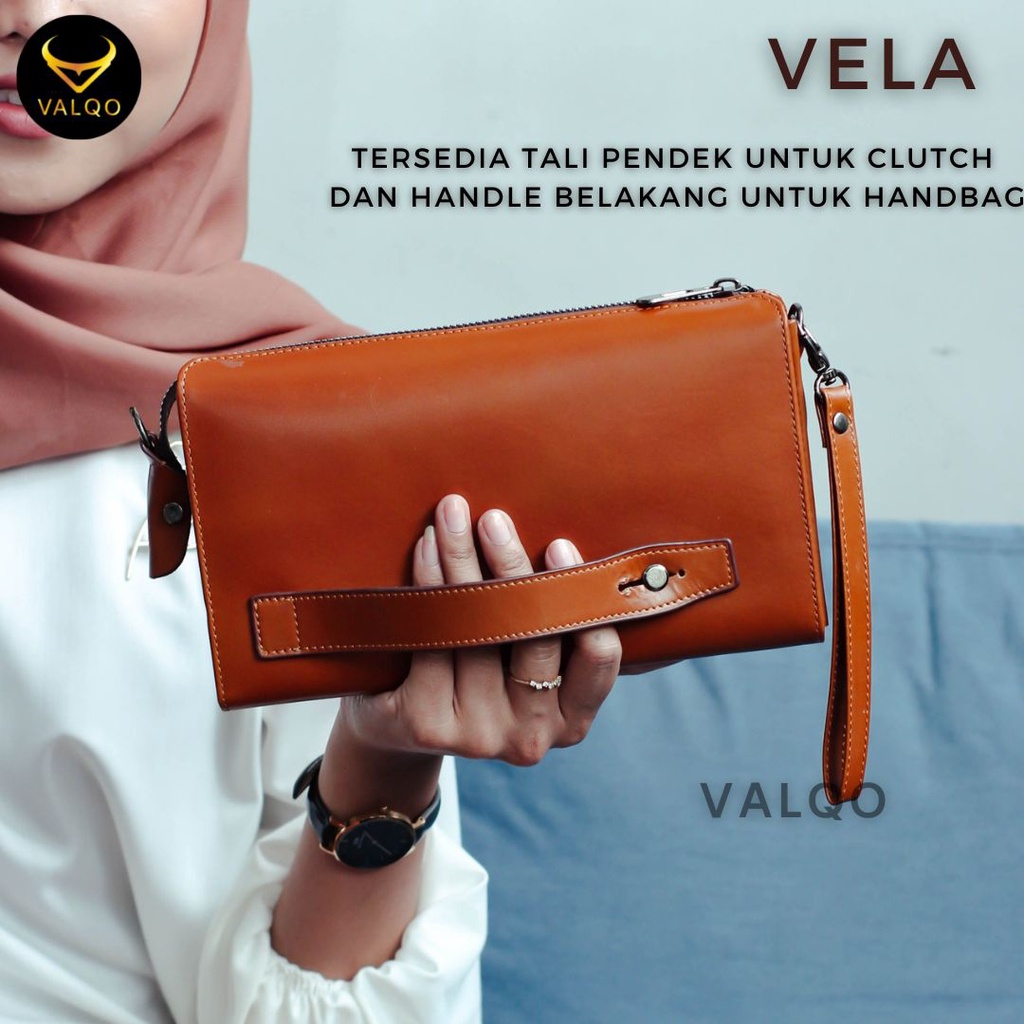 [VALQO] VELA Tas Kecil Multifungsi Banyak Partisi Handbag Dompet Kulit Sapi Cewek Wanita Perempuan