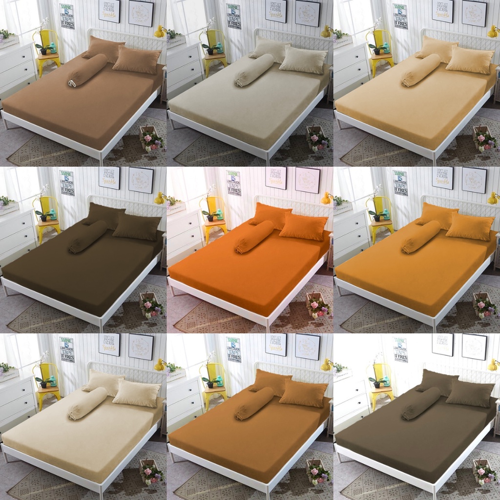 SPREI SAJA Polos Aesthetic 180x200 / 160x200 / 120x200 (Part 1) Anti Geser Premium 100% Disperse Cotton Morning Owl Tinggi 20 cm (Tanpa Sarban &amp; Sargul)