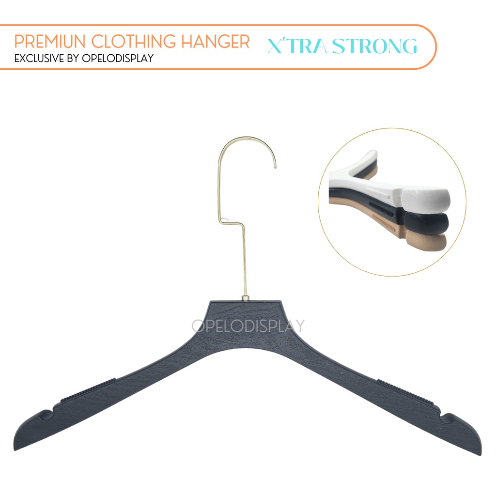 Hanger Butik Premium Plastik Solid  Motif Serat Kayu Hanger Wedding dress Hanger Mewah