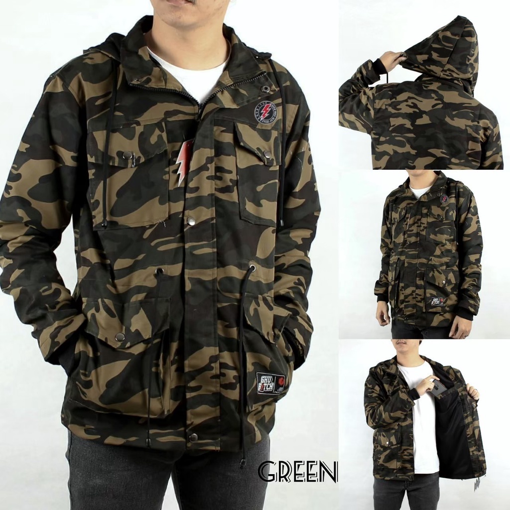 JAKET PARKA CAMO ARMY HIJAU SIZE L XL XXL XXXL - JAKET CAMO ARMY - JAKET GUNUNG KANVAS - JAKET KANVAS TEBAL- JAKET TENTARA