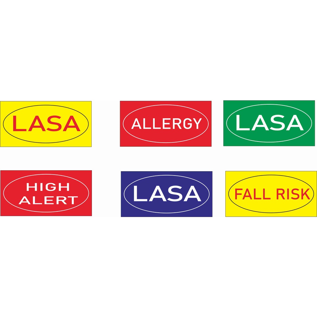 

Stiker Lasa, High Alert, Fall Risk, Allergy 4x2 cm Per Biji