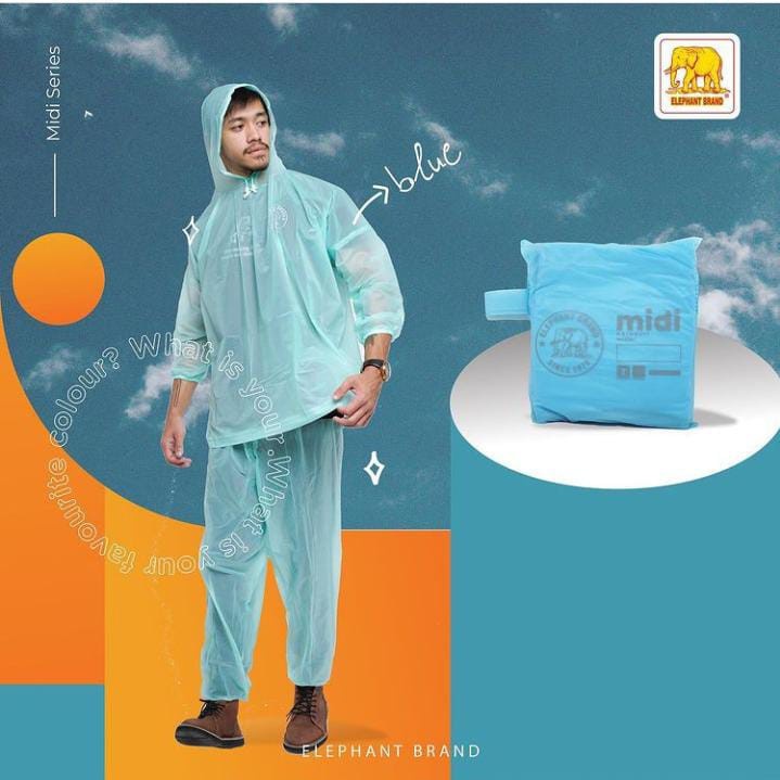 JOPE UMBRELLA - Jas Hujan Setelan Jaket Celana Midi Elephant Brand Bahan Pvc Anti Rembes