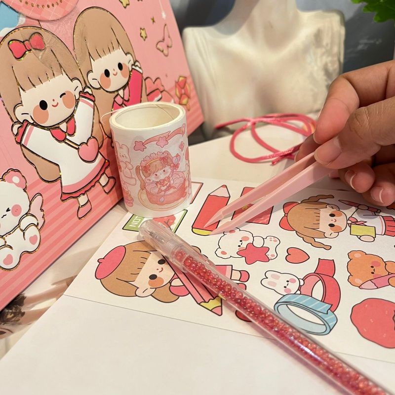 Stiker Momo Paper Bag Model Tas Penjepit/ Stiker Pulpen Solatip Momo/ Washi Tape Stiker Set cute