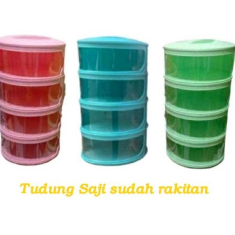 TERLARIS Tudung saji 4 susun rakitan serbaguna 4 layer multifungsi warna putih biru pink hijau ungu