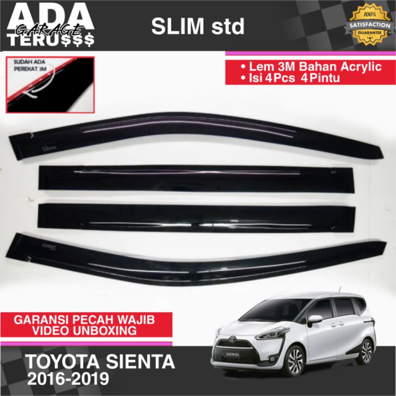 Talang Air Mobil Toyota SIENTA Premium 2mm Model Slim / Flat Pelindung Kaca Mobil Car Visor High Qua