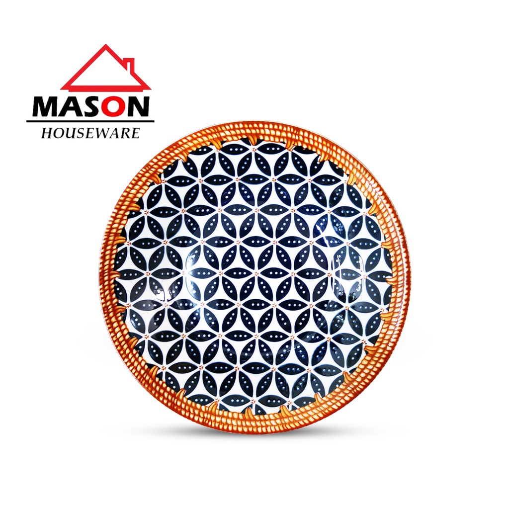 MASON PIRING KERAMIK / PIRING SAJI SERBAGUNA MOTIF BIRU BUNGA 9"