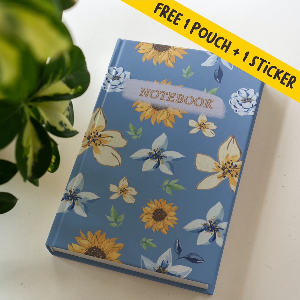 

Buku Catatan Diary Journal Notebook Agenda, Dotted dan Polos Notebook Bunga Biru
