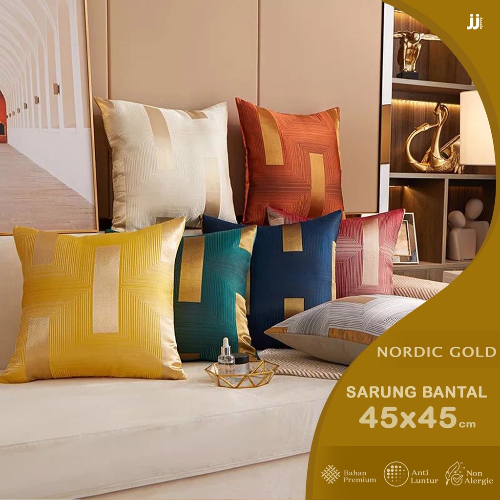 SARUNG BANTAL SOFA LUXURY GOLD NORDIC 45X45 CM PQ