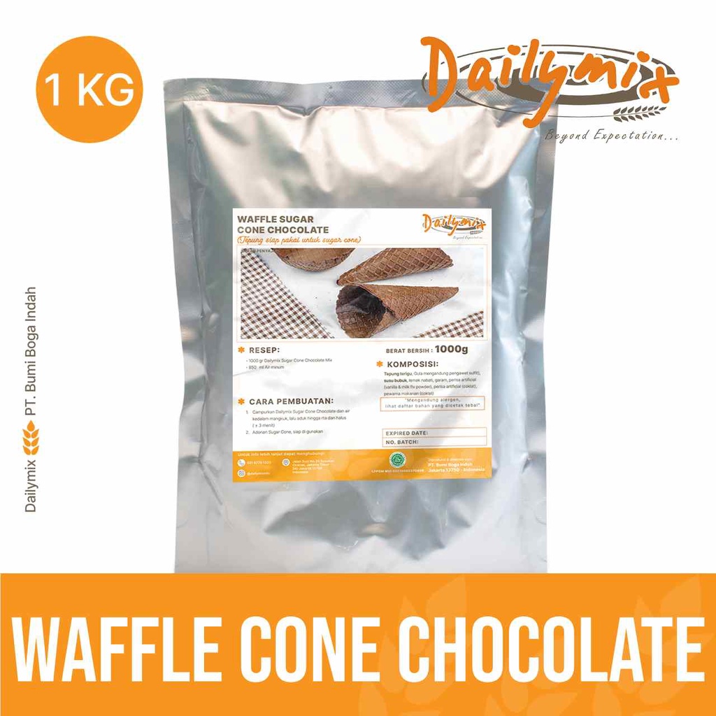 

( Dailymix )Tepung Premix Sugar Waffle Cone Coklat / Waffle Cone Chocolate