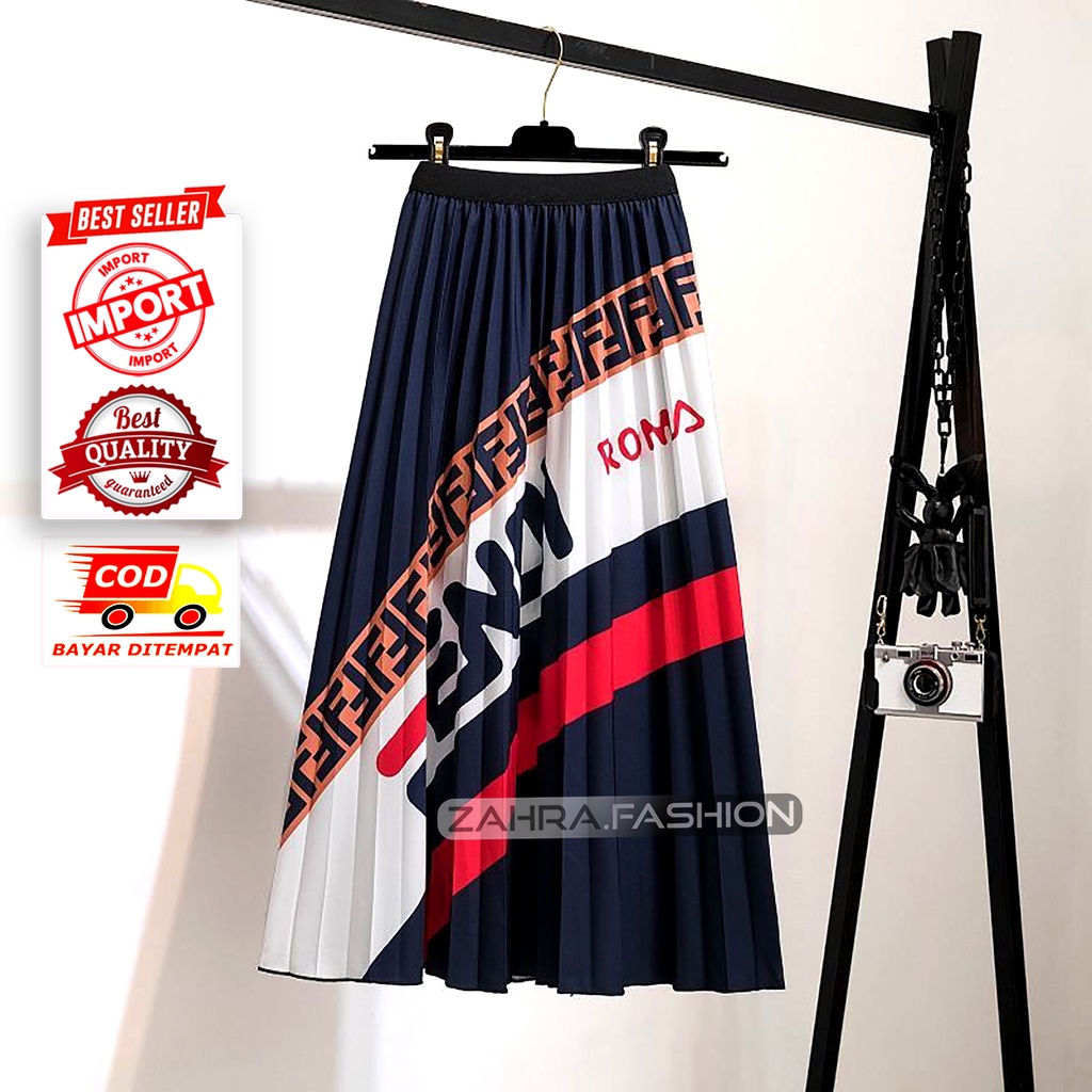 ROK PLISKET 7/8 IMPORT BAHAN SATIN PREMIUM MOTIF KEKINIAN MURAH GAYA KOREA TERBARU HIGH QUALITY