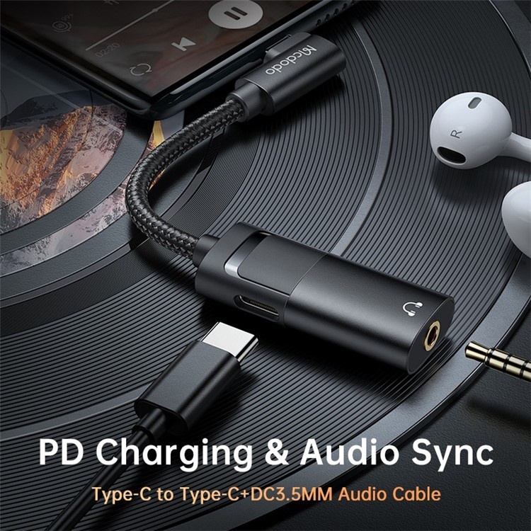 Mcdodo Ca-1880 Audio Splitter Type C to Jack 3.5 Support Charging+Call
