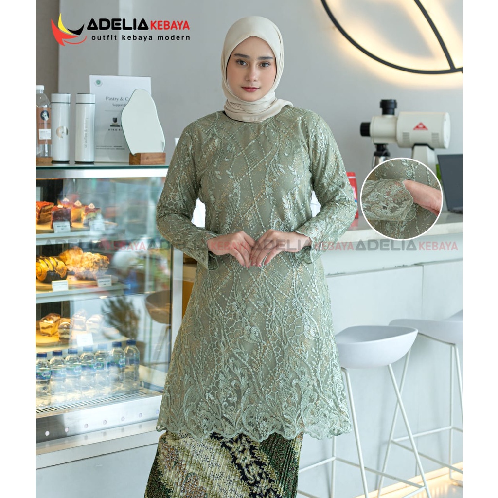 kebaya tunik erina - baju kebaya tulle bordir - model kebaya terlaris 2023 - stelan kebaya outif pesta dan kondangan