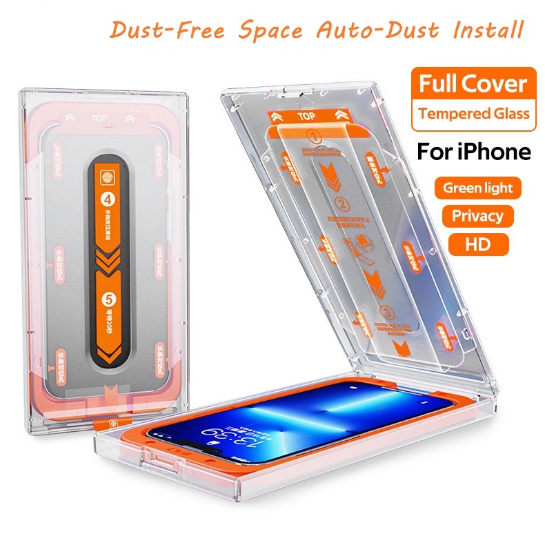 Pelindung Layar Untuk Iphone14 13 12 11 Pro Max Tempered Glass Untuk iPhone Xs Max XR X Auto-Dust Install Removal Kit