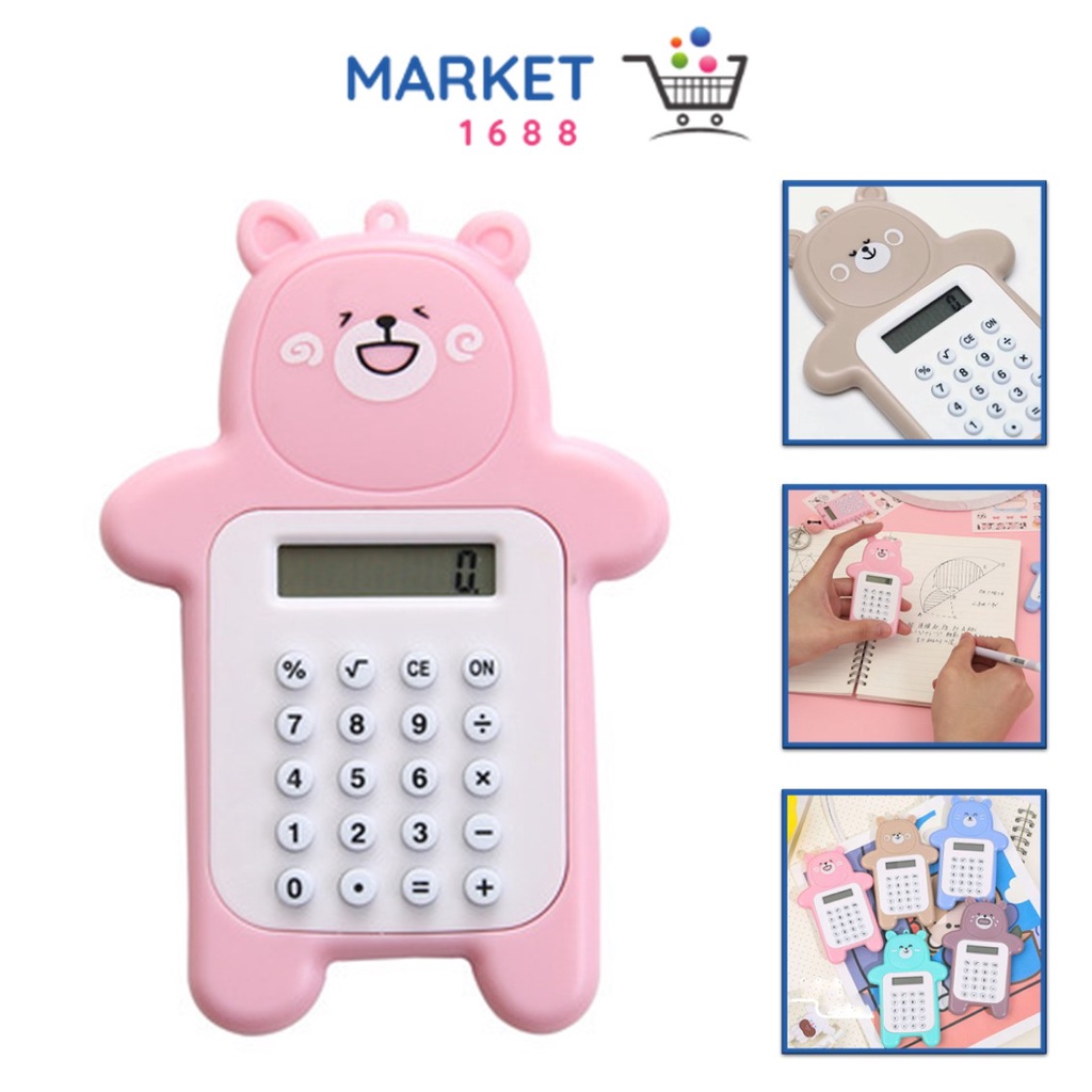 Market1688 Calculator Mini Portable Motif Bear Kalkulator Portable Mini Beruang Kalkulator Unik Kalkulator 8 Digit Mini Portable Kalkulator Beruang Tombol Karet Kalkulator Sekolah /Stationary Warna Warni