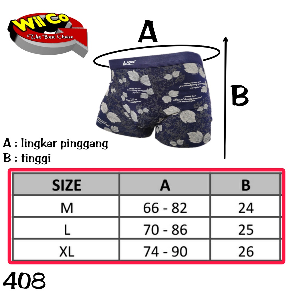 K408 - [Harga Per 1 Potong] CELANA DALAM PRIA [BOXER] AGREE SIZE M - XL