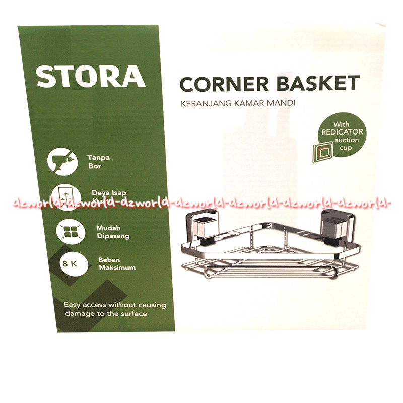 Stora Corner Basket Rak Keranjang Kamar Mandi Model Klop Poiok Sudut Tanpa Paku Baut Kris Pushloc Suction System Corners Basket Gantungan Sudut Pojok