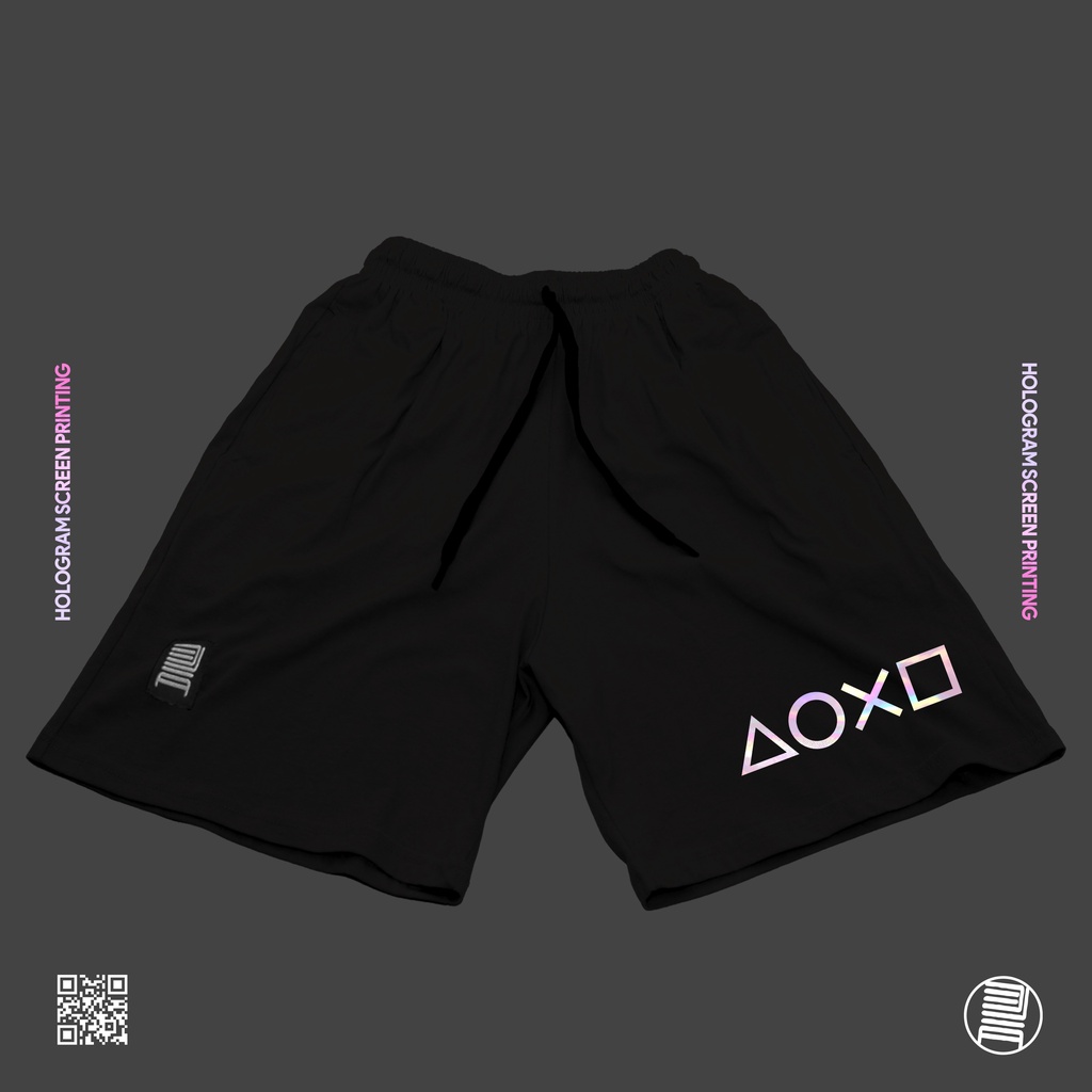 Celana Pendek Joystick Button Playstation Hologram Printing Short Pants Bahan Katun Combed Kaos DJA 
