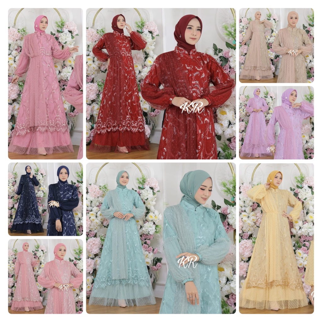 MAXY KAMILA FASHION PAKAIAN WANITA DRESS GAMIS MAXI BUSUI BAHAN BRUKAT TILE KR