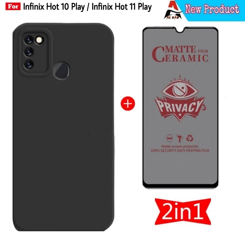 Case INFINIX 11 PLAY / INFINIX HOT 10 PLAY Soft Case Liquid Macaron Pro Camera Hitam Bonus Anti Gore