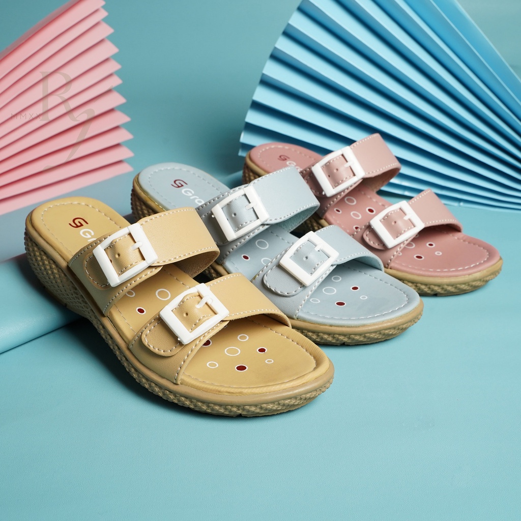 GRACE [CLAUDYA 201] Sandal Wedges Anak Perempuan Sendal Selop Wedges Gesper Anak Perempuan