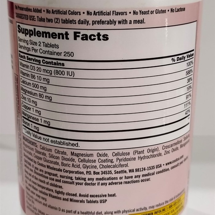Kirkland Signature Calcium Citrate Magnesium And Zinc With Vitamin D3