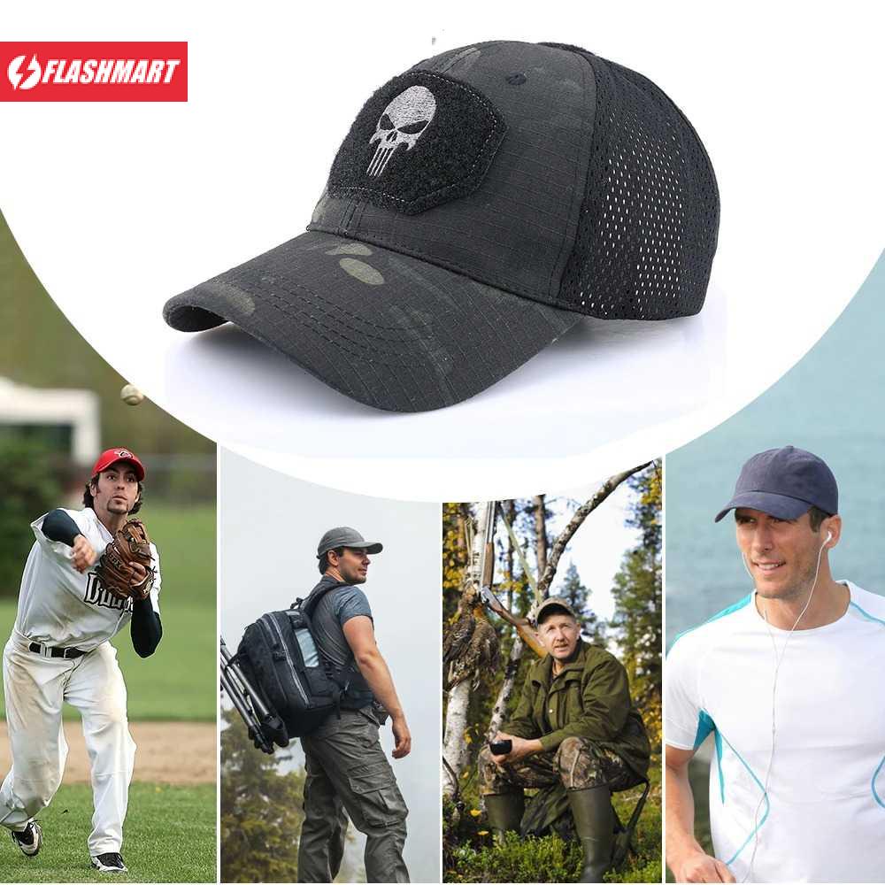 Flashmart Topi Mesh Baseball Army Look Cap Psher Skull - LY-CAP-01