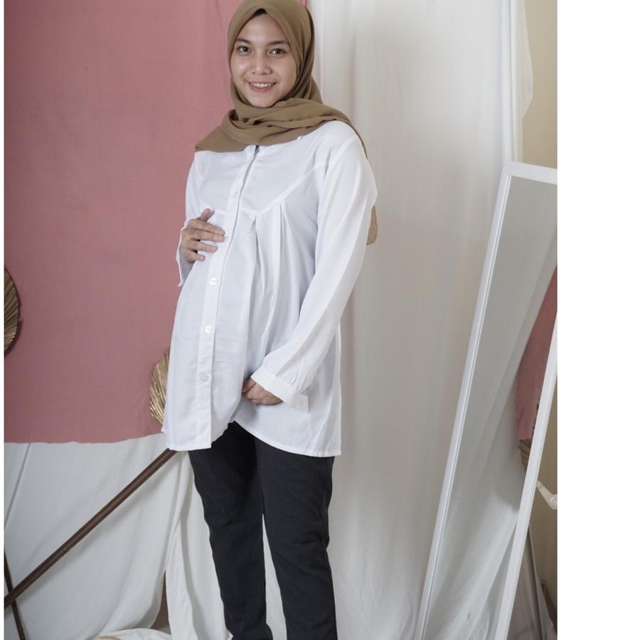 ♧ Baju hamil putih/baju hamil menyusui/baju hamil kerja ♤
