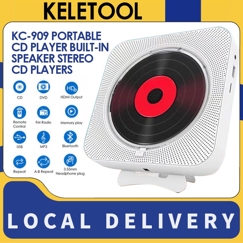 Portable CD Player Wall Mountable Portable Bluetooth CD Player LED Wall Mountable CD Player  LED K-p