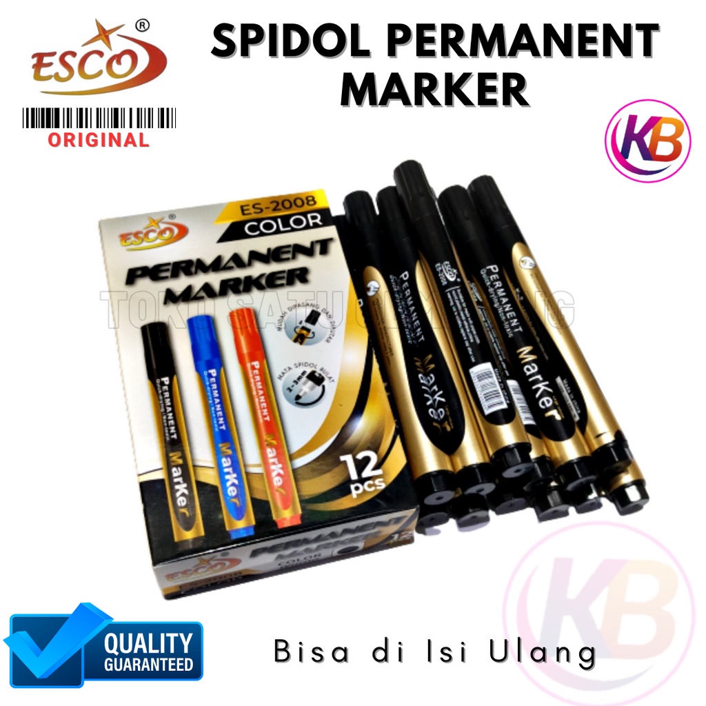 

1 Lusin Spidol Papan Tulis Permanent / Spidol Permanent Esco / Spidol Permanent Marker ES2008 / Toko Gemilang