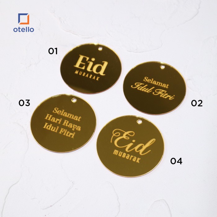 

Hiasan Hampers Lebaran Round Hang Tag Idul Fitri Akrilik Gantungan Eid - 4 x 4 cm, 01