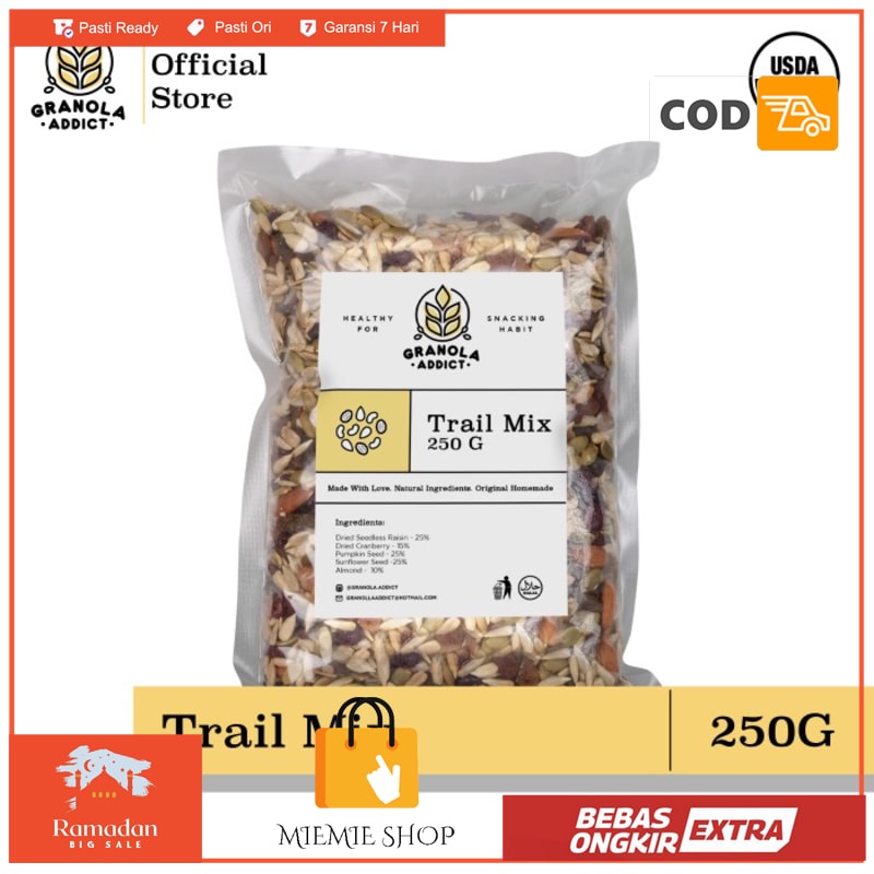 

Trail Mix Sunflower Pumpkin Seeds Almond Raisin Cranberry 250G