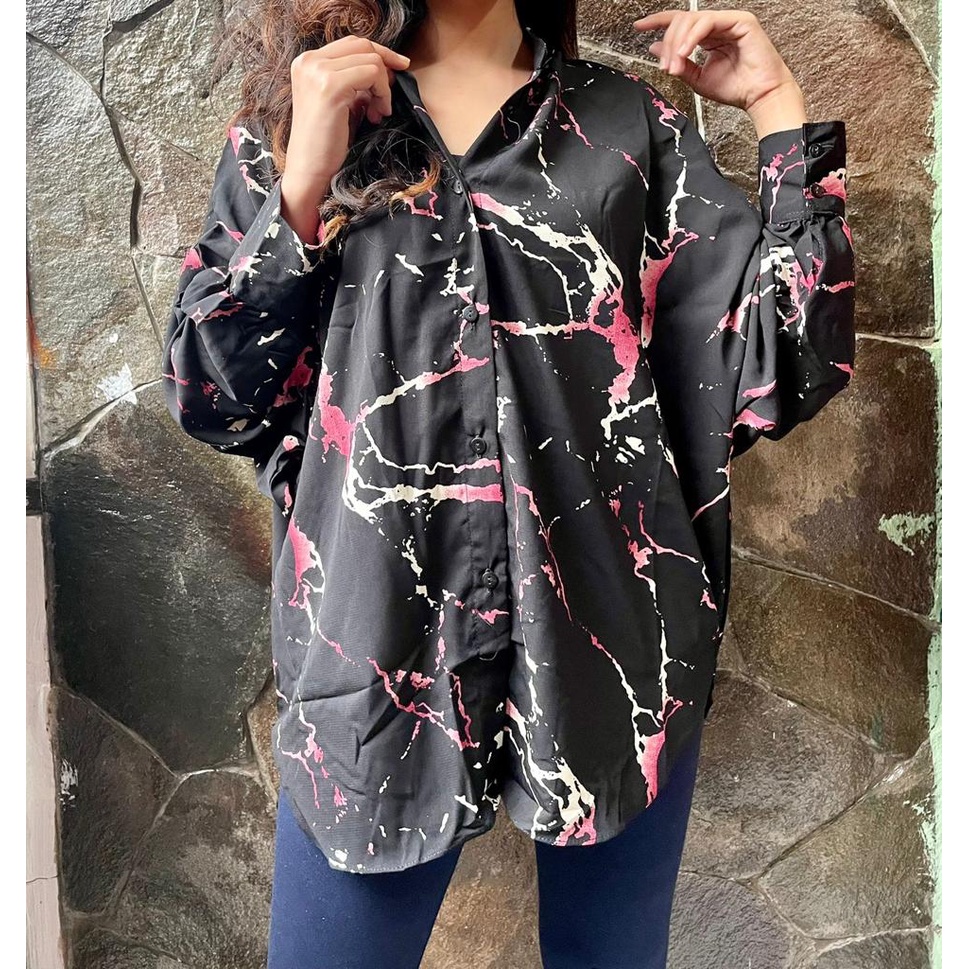 BLUS LENGAN PANJANG MOTIP/BLUS WANITA OVERSIZE