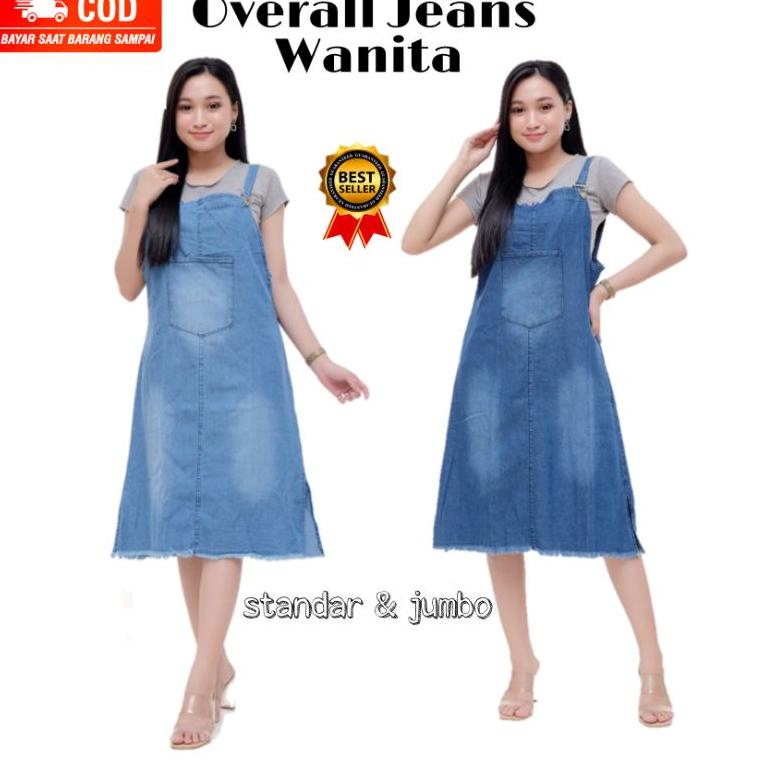 TERLARIS overall jeans wanita/jeans overall/overall dress/overall jumbo