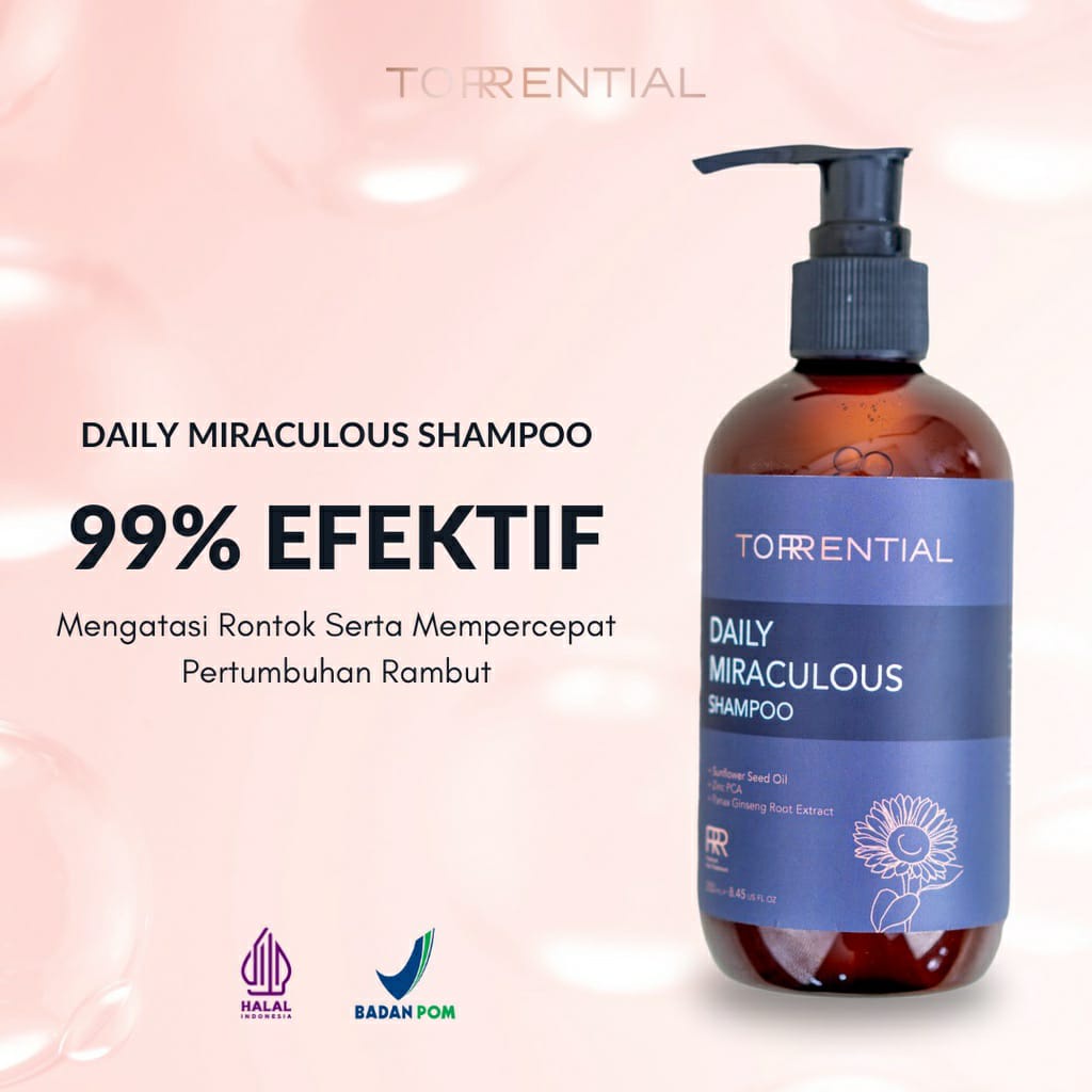 TORRENTIAL Shampoo Daily Miraculous - Shampoo Penumbuh Rambut Rontok Dan Tipis (Garansi Uang Kembali Jika Produk Palsu)