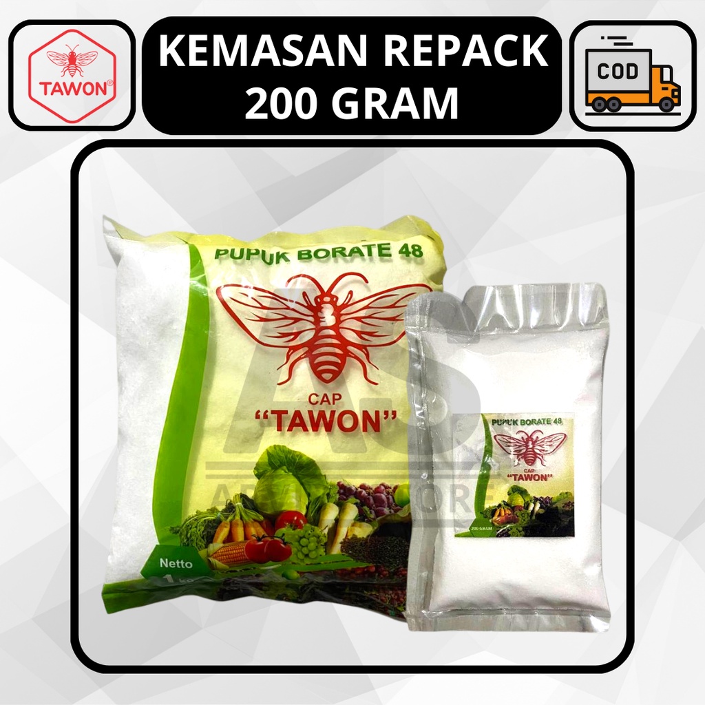 Pupuk BORATE 48 Pupuk Mikro Boron Kemasan Repack 200 Gram Original Cap Tawon BORATE48