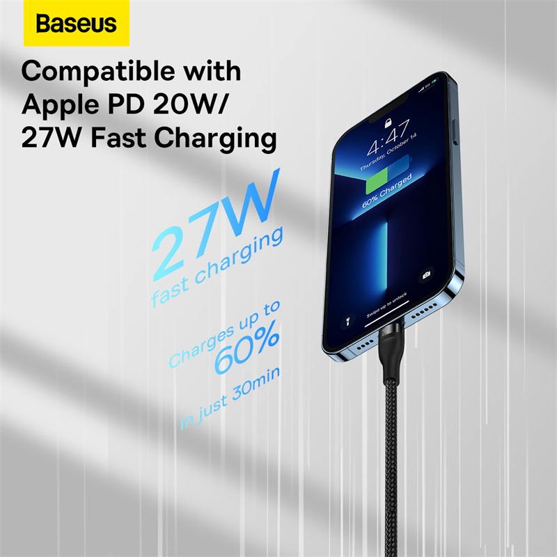 Baseus 3IN1 100W Kabel Data Baseus Flash Series Fast Charging Micro Lightning Iphone Type C