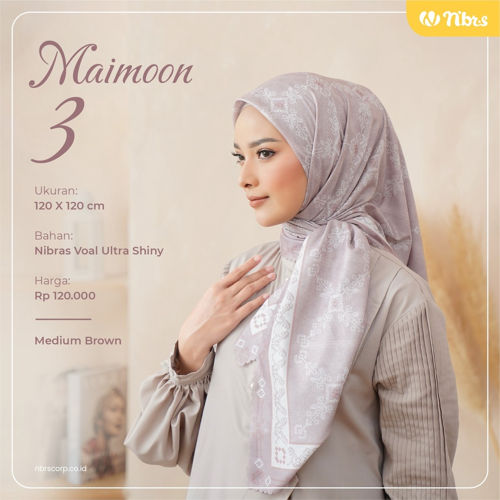 New Collection Nibras Hijab Nusantara Scarves MAIMOON 3 SERIES Jilbab Segiempat Motif Modern Kekinian by NBRS Hijab