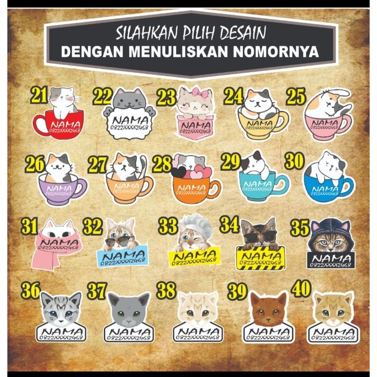 KALUNG KUCING NAMA CUSTOM, KULIT SINTETIS (FREE CUSTOM NAMA) bahan PVC DAN AKRILIK