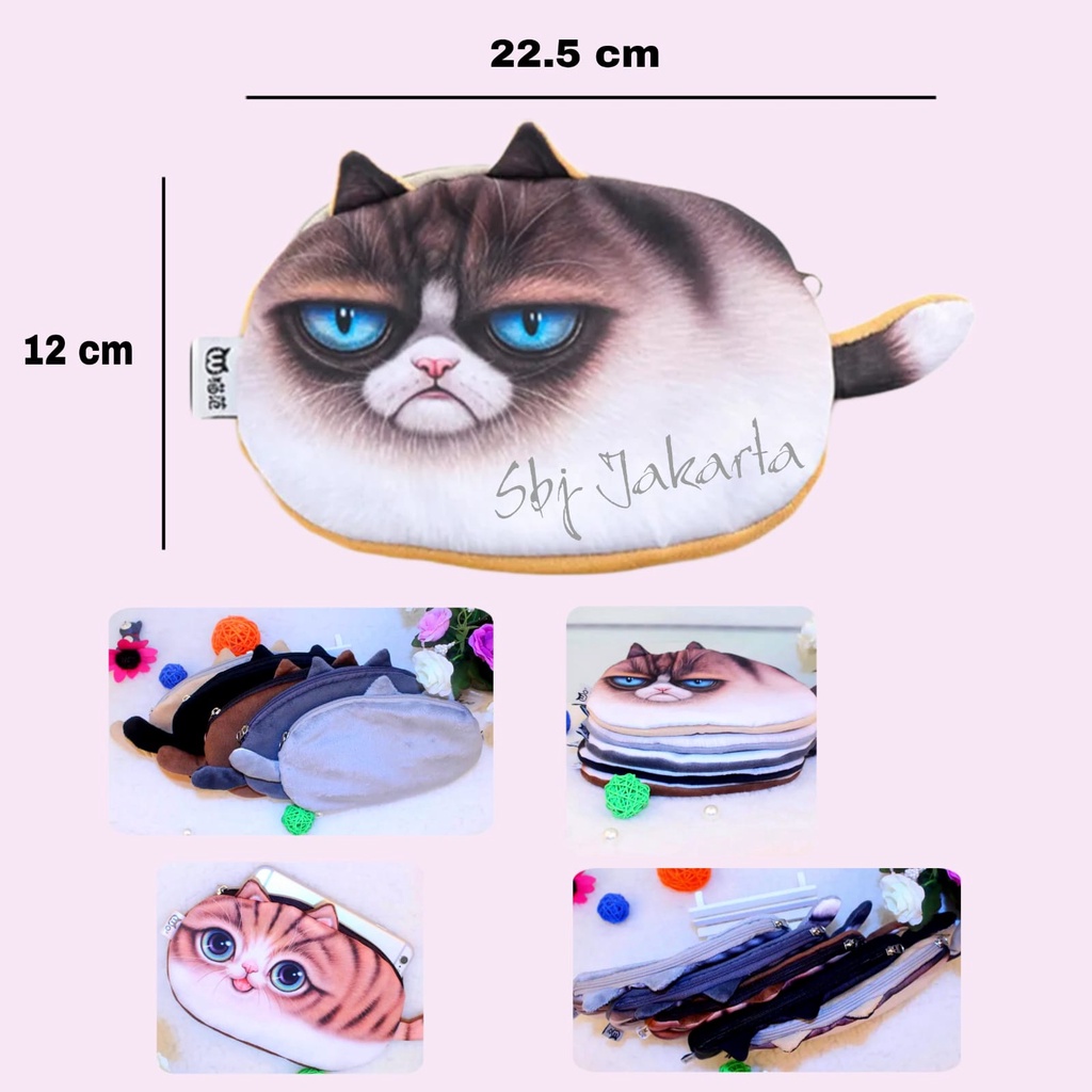 Tempat Pensil Multi fungsi Kotak Pensil Kain Lembut Kucing Bulat / Dompet HP Multifungsi / Dompet UANG MOTIF CHUBBY CAT