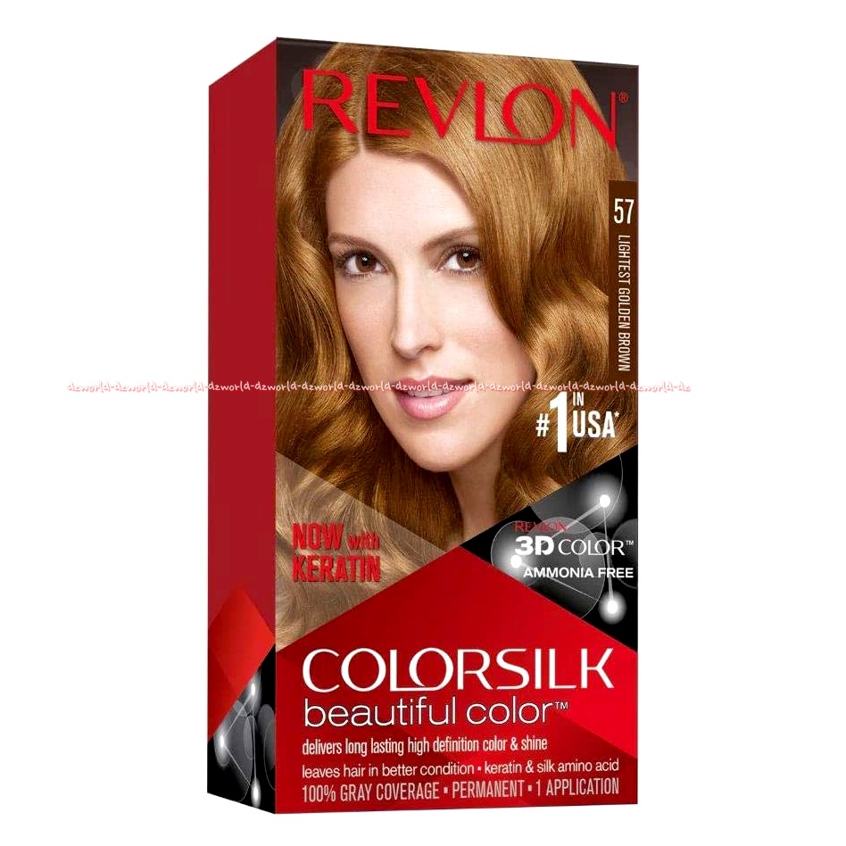 Revlon Colorsilk Beautiful Color 57 Lightest Golden Brown Cat Warna Coklat Muda Emas Cat Rambut Pewarna Rambut Color Silk Hair Color Revlon 57 Revlon57 Reflon