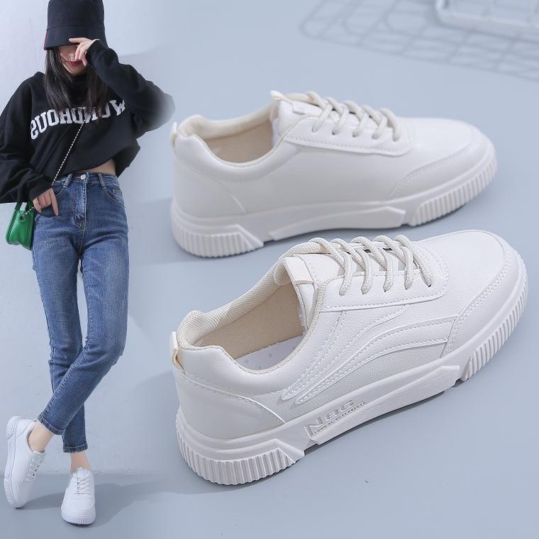MALL Sepatu Kets Sneakers Putih Wanita Perempuan Cewek Sekolah Korea Kasual Sepatu Olahraga Kulit So