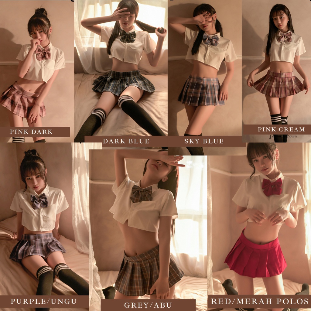 JK1605 Lingerie Sexy Costume Student Japan Sexy Crop Top + Mini Skirt Japan Student Lingerie Set Cos