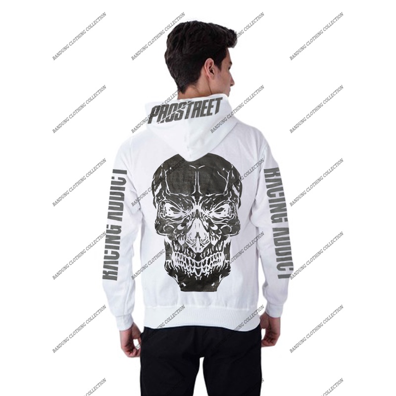 Sweater Hoodie Pria Prostreet Premium Distro / Sweater Hoodie Prostreet Black Skull Bahaan Katun