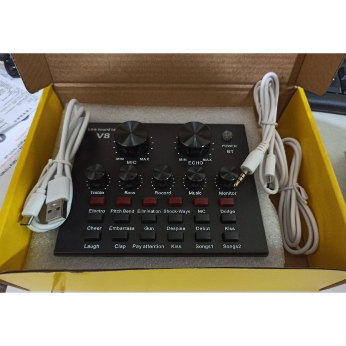 Terlaris Paket 1 Set Komplit Condenser Michrophone + V8 Soundcard