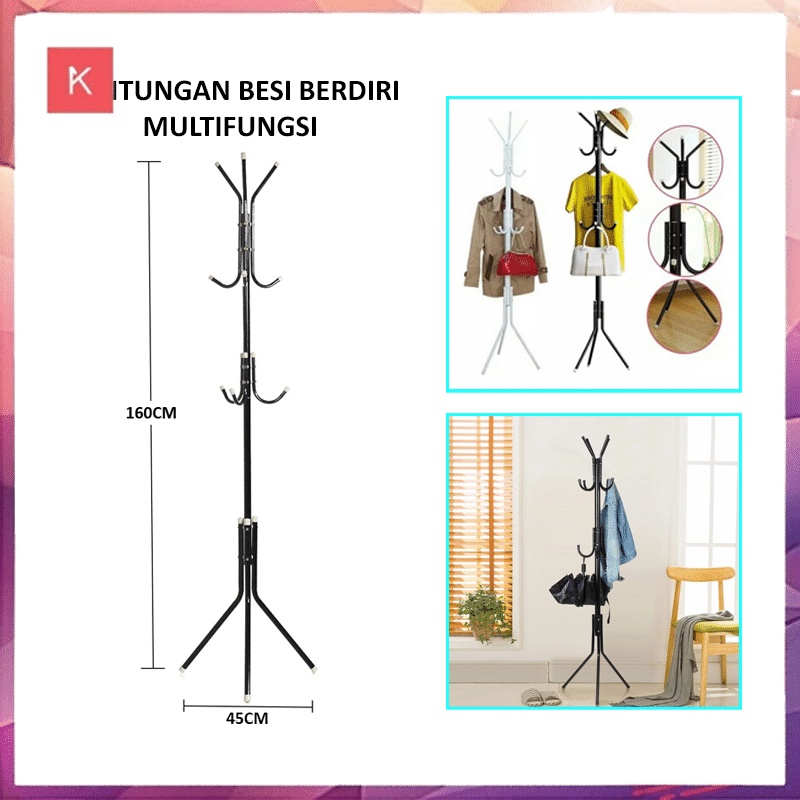 ANG GANTUNGAN TIANG BESI BERDIRI SERBAGUNA / HANGER STANDING BAJU TAS TOPI MULTIFUNGSI