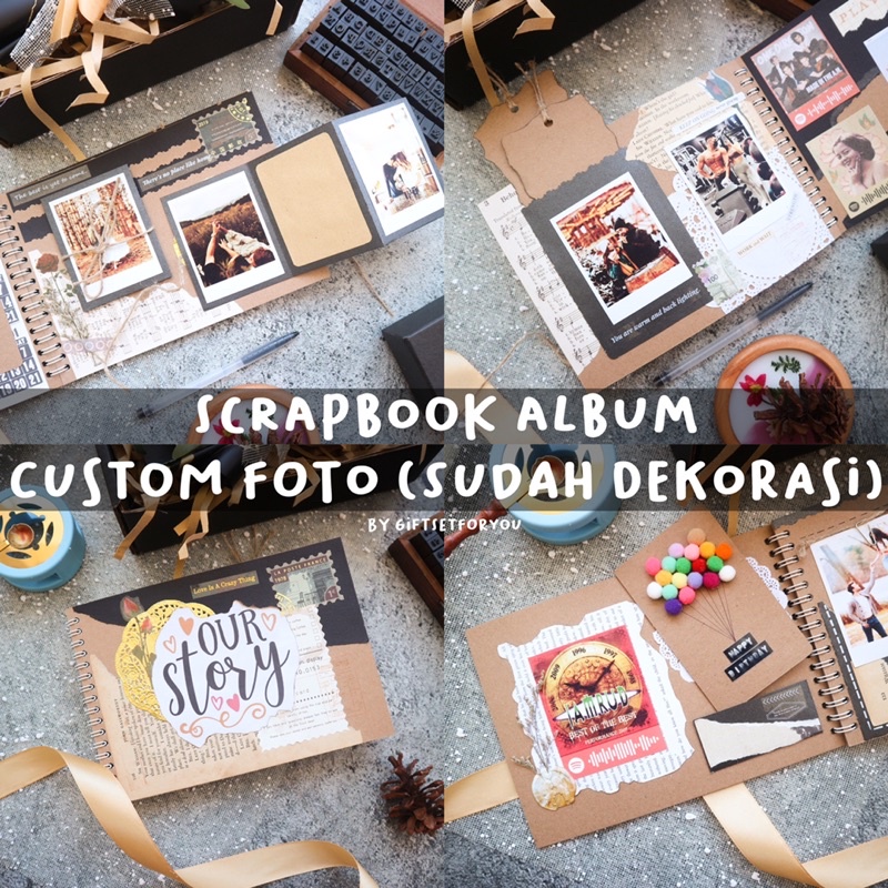 SCRAPBOOK ALBUM CUSTOM FOTO SUDAH DENGAN DEKORASI / HADIAH ULANG TAHUN / HADIAH ANNIVERSARY /HADIAH PERPISAHAN / HADIAH UNTUK BESTIE