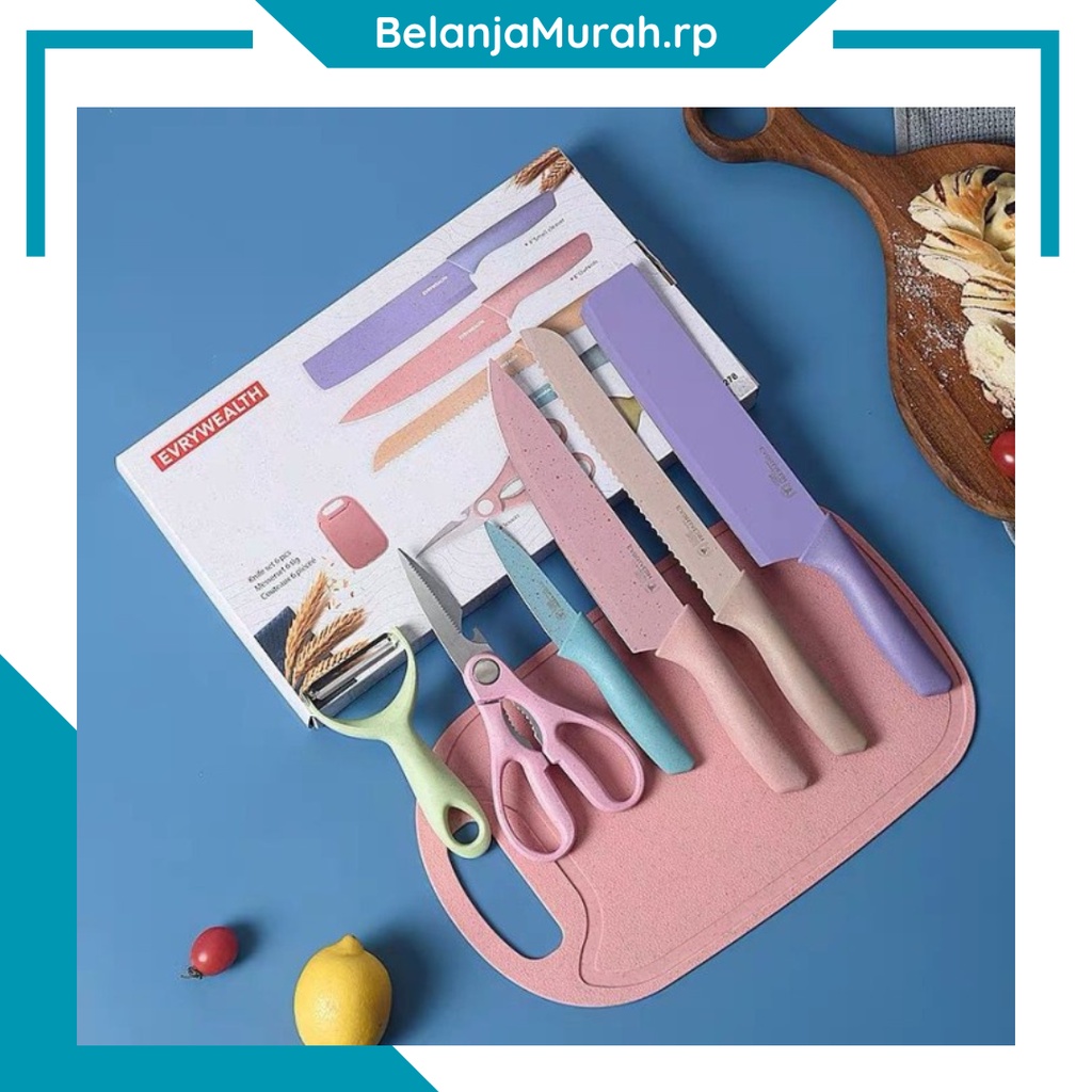 [BelanjaMurah] SET PISAU STAINLESS 6IN1 ANTI LENGKET/ PISAU SET DAPUR/ PISAU STEINCOOKWARE/ PISAU DA