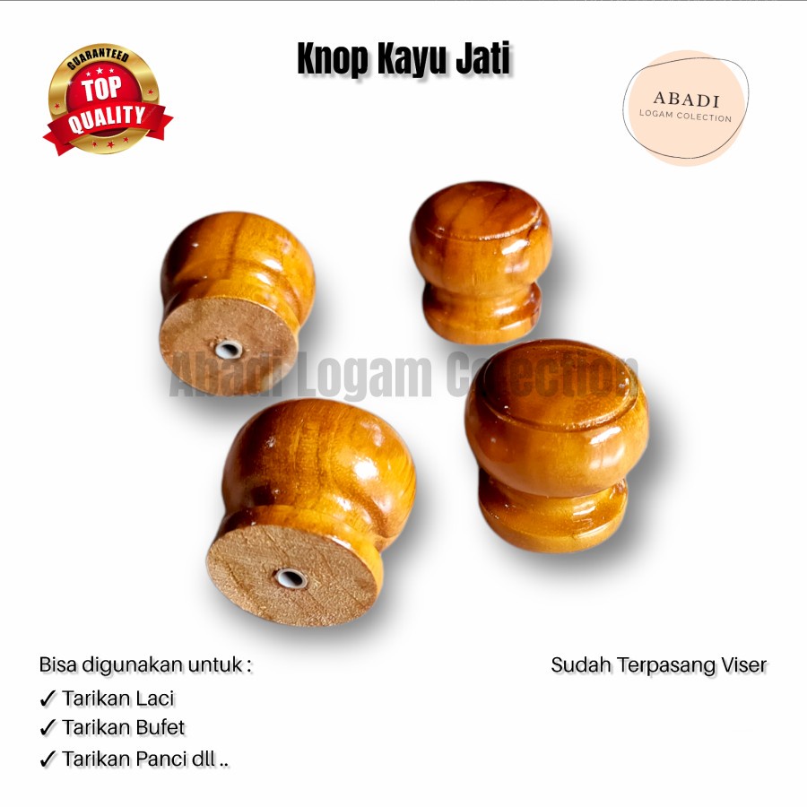 knop kayu jati / tarikan pintu lemari / gagang panci / tarikan laci bulat